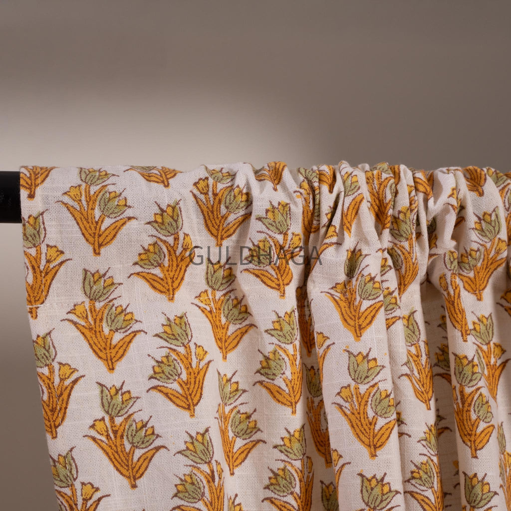 Marigold yellow Boho Cotton Curtain Panels, India Block Print Panel, Curtains for kids room bedroom curtain, window treatment sheer drapes