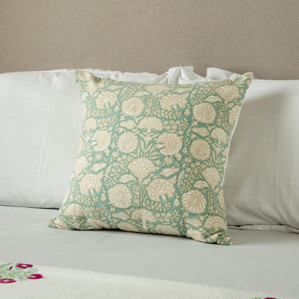 Floral Printed sage green cotta Pillow Cover, Boho Pillow cover, Throw Pillow, Decorative Pillow, Linen pillow cover, Pillows for sale