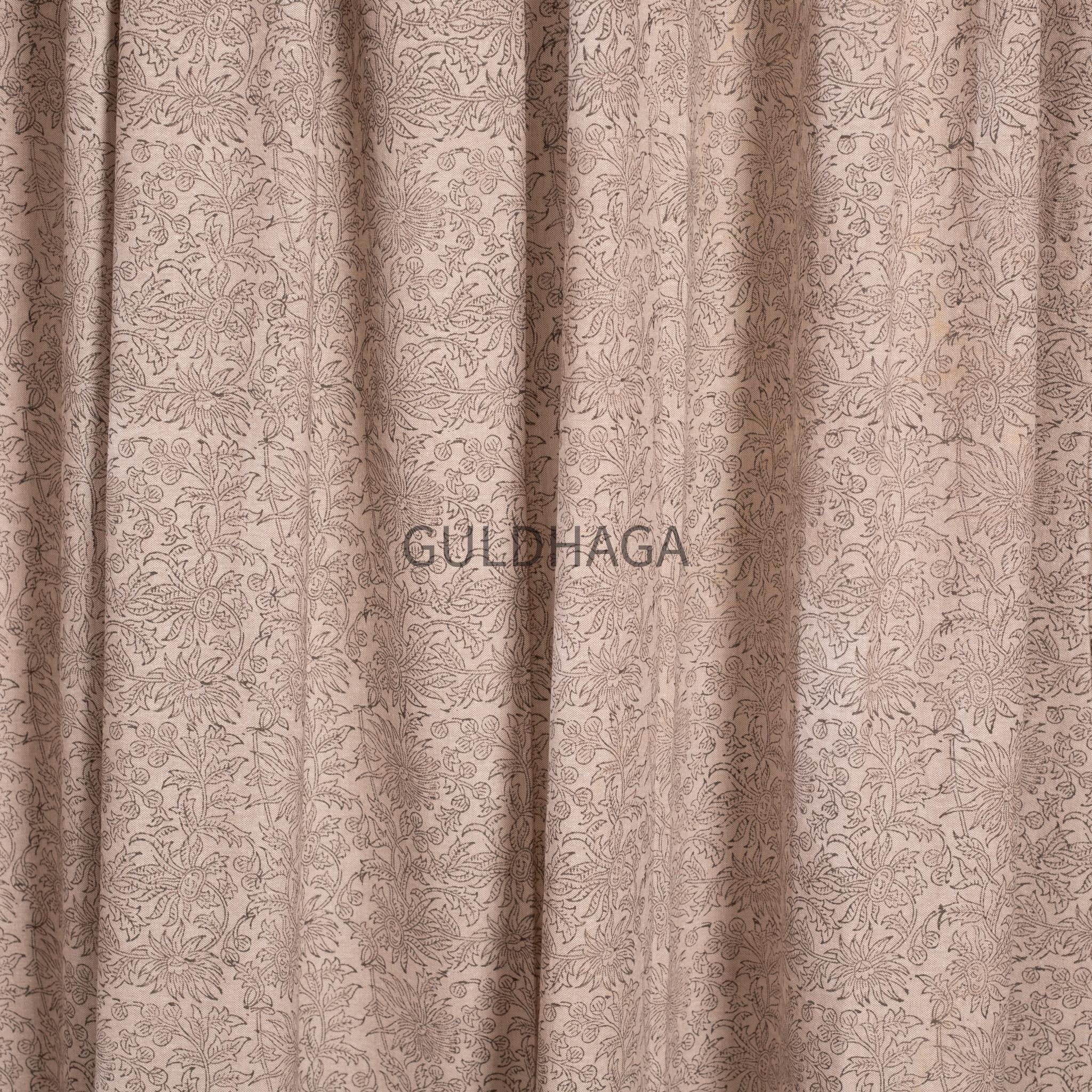 cotton Hand Block Printed Indian Curtain, Sheer Cotton Panel, Bohemian Farmhouse Style, semi sheer drapes