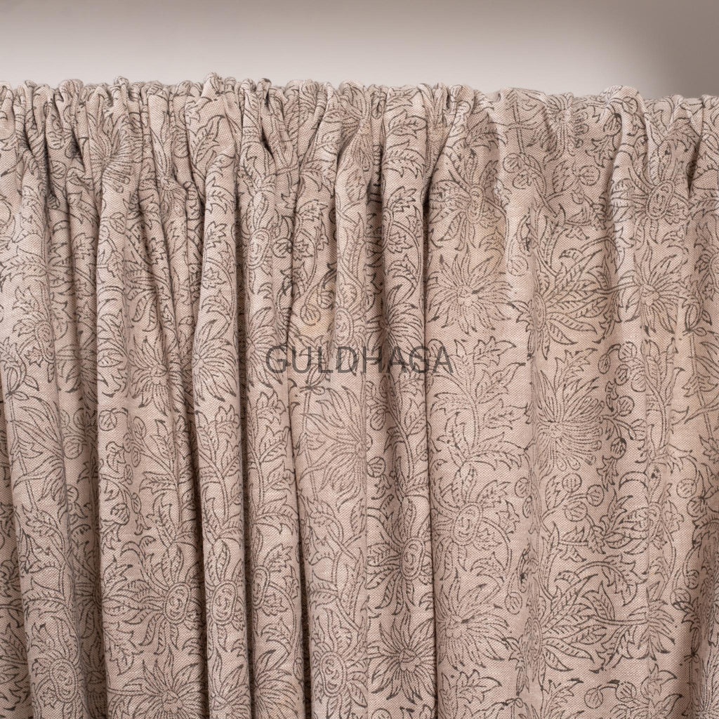 cotton Hand Block Printed Indian Curtain, Sheer Cotton Panel, Bohemian Farmhouse Style, semi sheer drapes