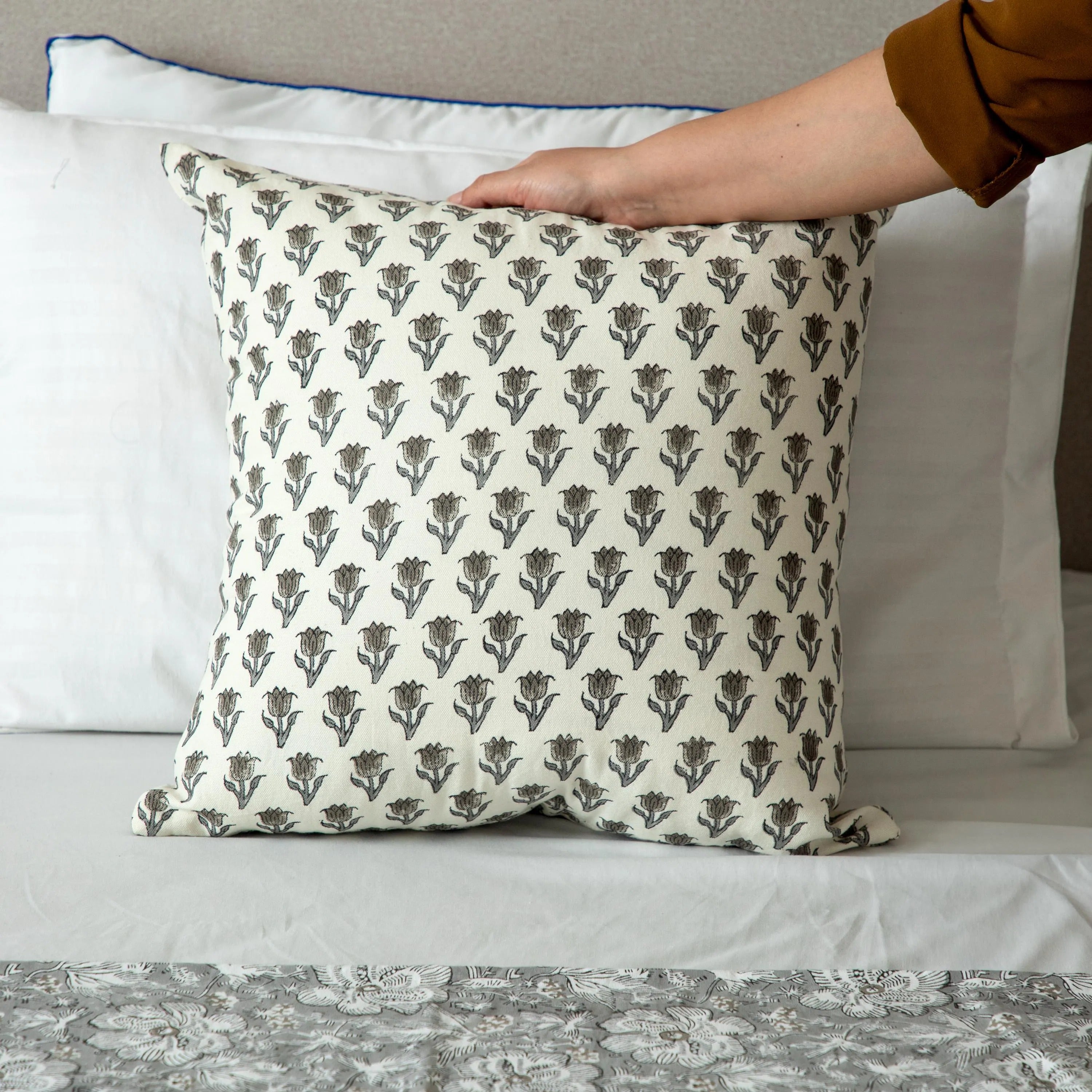 Printed Floral Terra cotta Pillow Cover, Rust Pillow cover, Boho Pillow, Decorative Pillow, Floral pillow cover, Pillows for sale