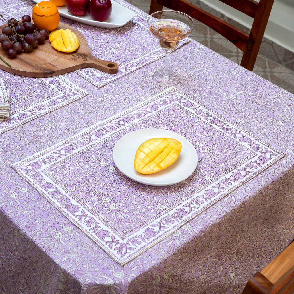 Lavender Indian Block Print tablecloth, Block Print Round Table Cover, Circle Tablecloth, Country Kitchen Round Tablecloth,French Tablecloth