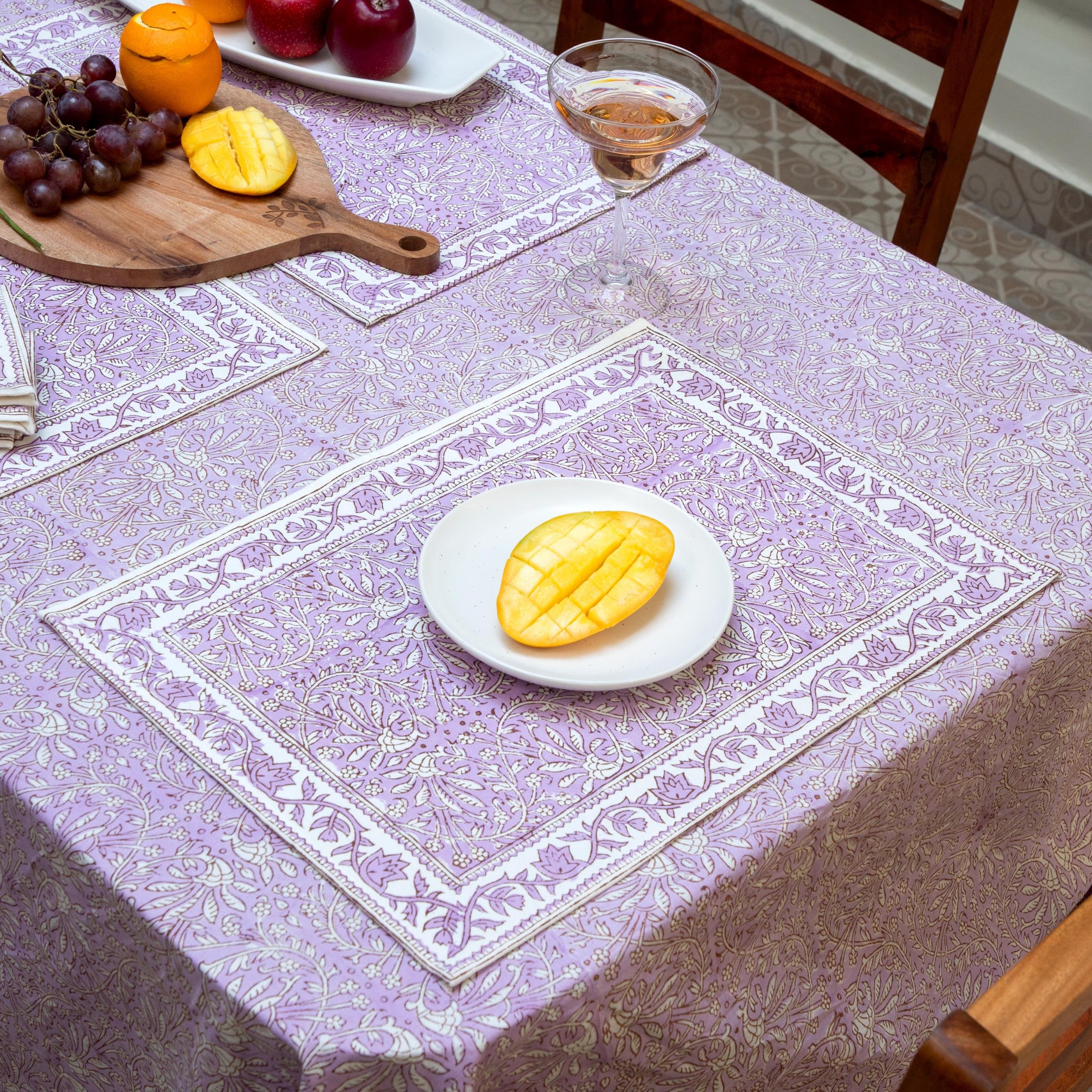 Lavender Indian Block Print tablecloth, Block Print Round Table Cover, Circle Tablecloth, Country Kitchen Round Tablecloth,French Tablecloth