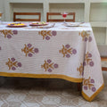 Mustard & Lavender Tablecloth on Sale, Floral Cotton Table Cover, Table Cloth Runner Mats Napkins Set ,Jaipur Tablecloth, Floral Table Linen