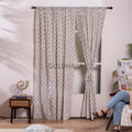 Gray Hand Block Print Cotton chambray Curtains, Floral Drapes for bedroom and living room, farmhouse curtains, semi sheer drapes