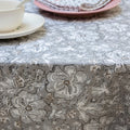Grey Floral Block Print Tablecloth, Floral Cotton Table Cover, Table Runner Napkins Gift For Housewarming, Cloth for sale