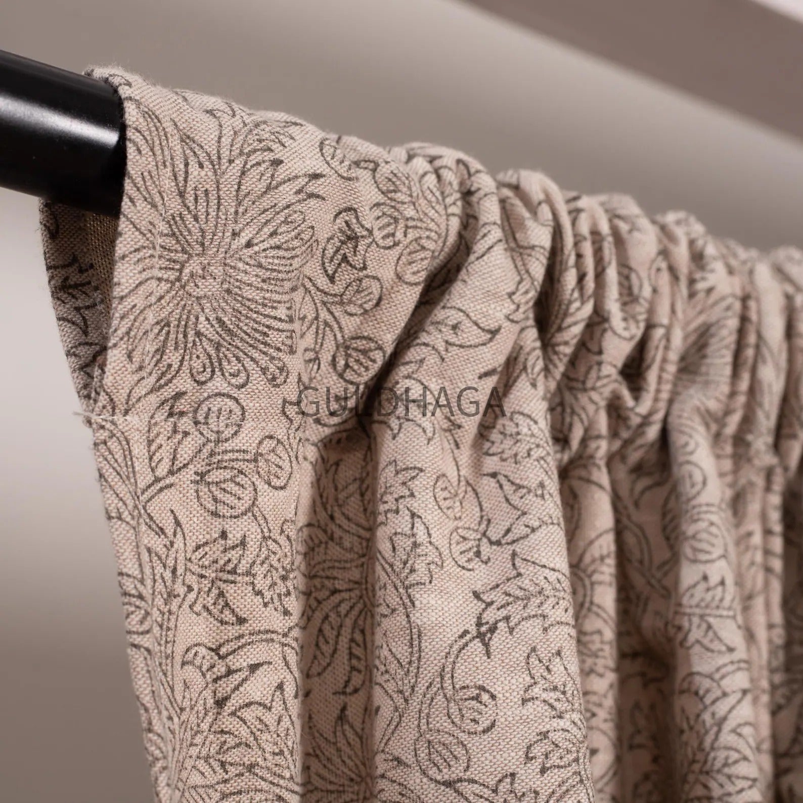 cotton Hand Block Printed Indian Curtain, Sheer Cotton Panel, Bohemian Farmhouse Style, semi sheer drapes