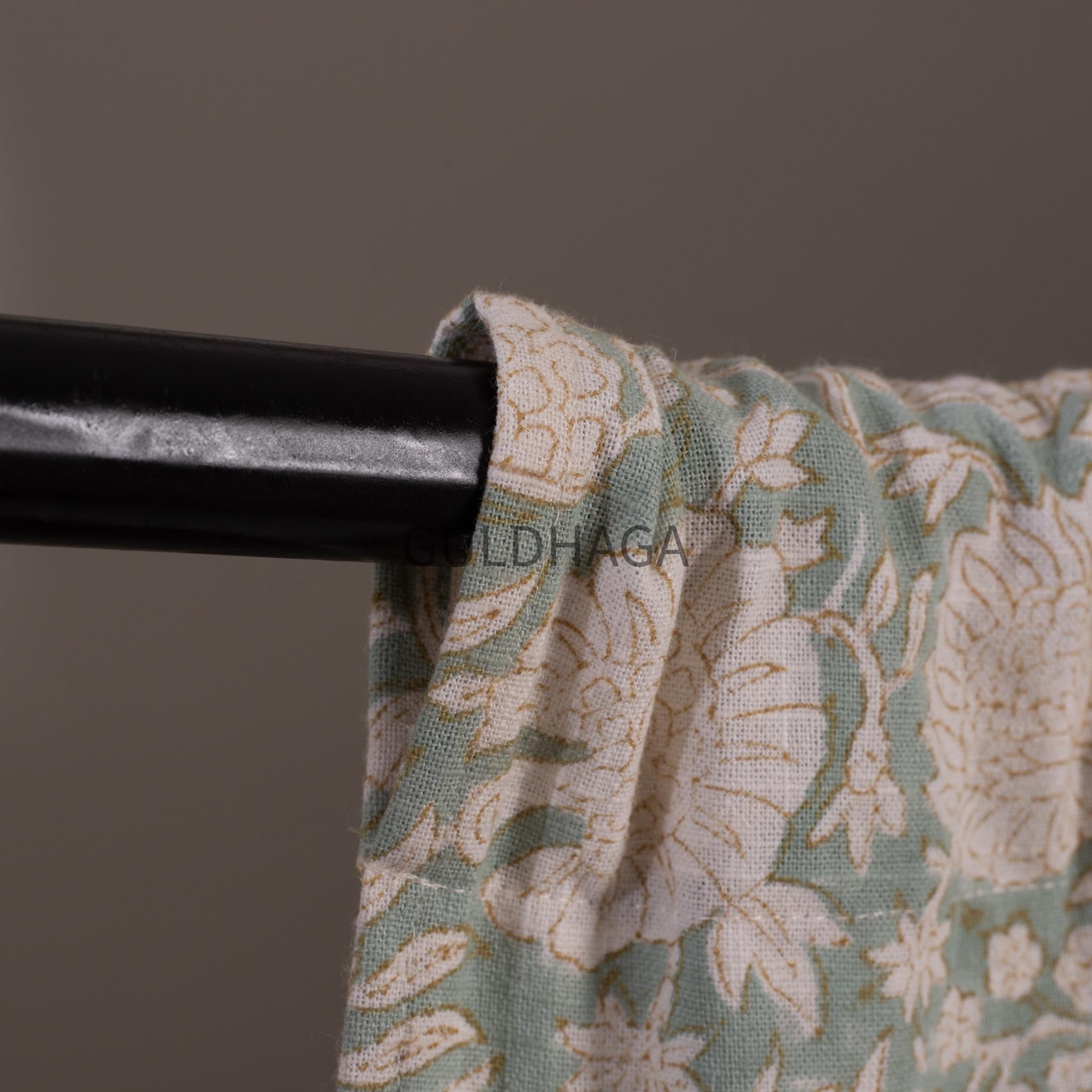 Sage Green Boho Floral Cotton Curtain Panels, Bohemian India Block Print Panel, Curtains for Living Room and Bedroom, Customize Size Curtain