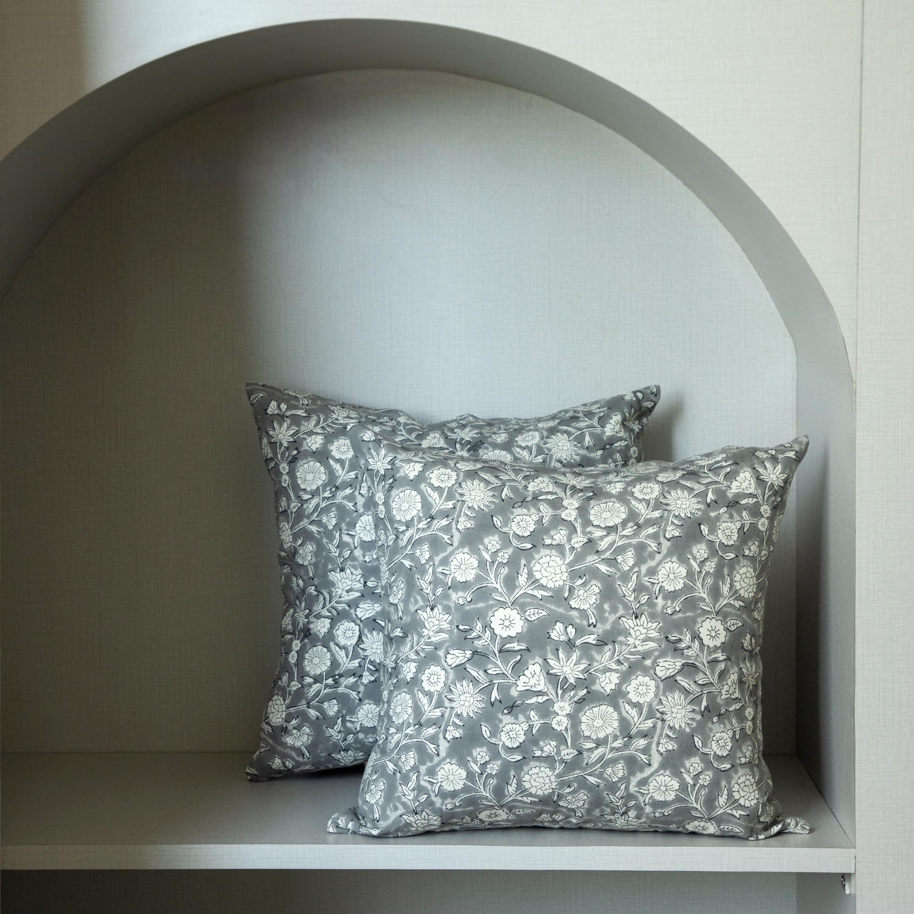 Terra Cotta Floral Pillow Cover, Indian Block Print Cotton Canvas